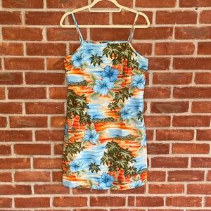 Hawaiian print floral sunset dress